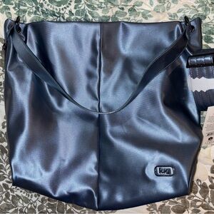 Lug plunge SL satin luxe crossbody shoulder bag metallic blue moon